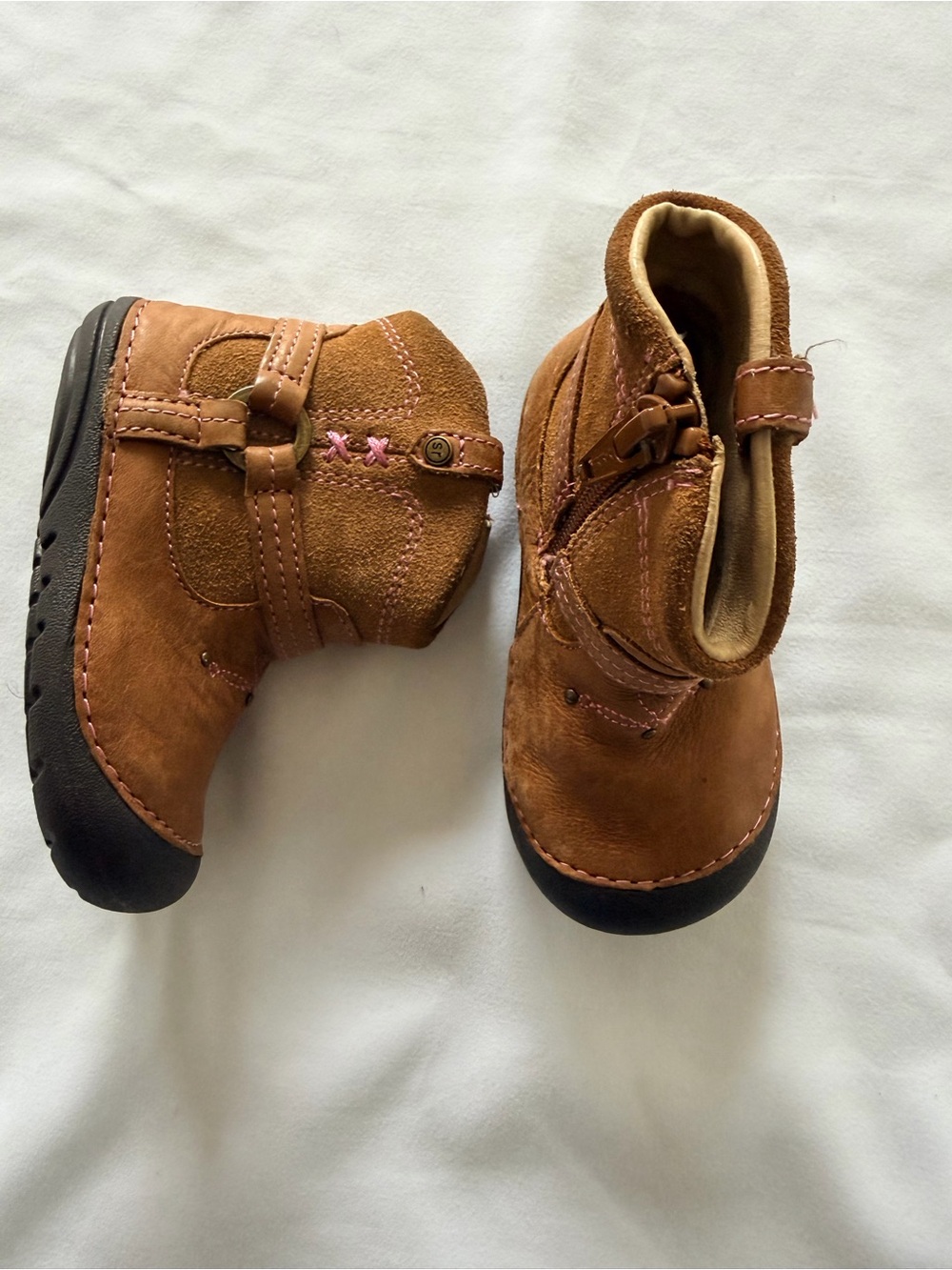Stride Rite Soft Motion "Heather" Western Cowgirl Leather Baby Boots – Size 4.5